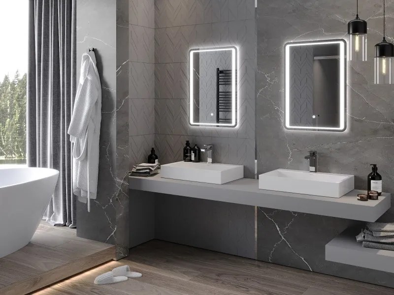 Mexen Zusa specchio da bagno retroilluminato 50 x 70 cm, LED 6000K, anti-appannamento - 9808-050-070-611-00