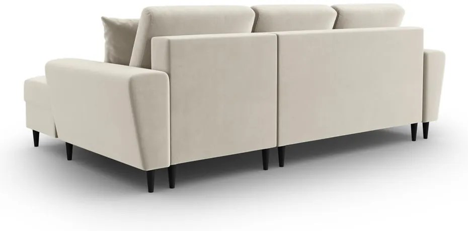 Divano angolare beige allungabile e con contenitore (con penisola a destra/con chaise lounge) con rivestimento in velluto Kyoto – Cosmopolitan Design