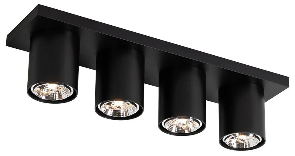 Faretto da soffitto moderno nero 4 luci - Tubo