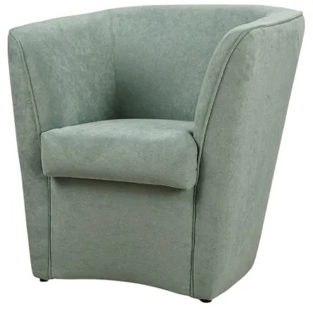 Poltrona verde menta in tessuto antimacchia con design moderno