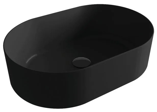 Lavabo da appoggio  OLYMPIA CERAMICA Open ovale in ceramica L 60 x H 16 x P 40 cm nero lucido piletta non inclusa