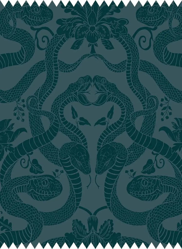 House of Hackney Stoff Anaconda - Cut Velvet - Petrol