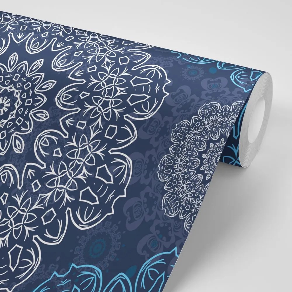 Carta da parati – Mandala blu con motivo astratto