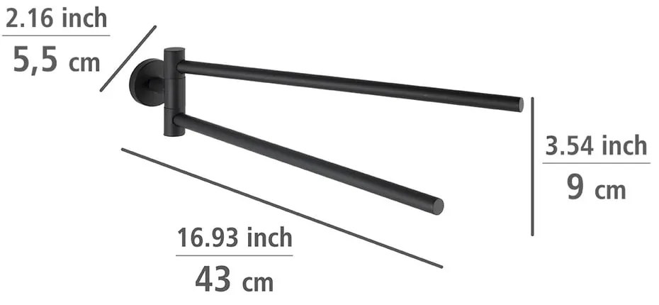 Portasciugamani autoportante in acciaio inox nero opaco Bosio - Wenko