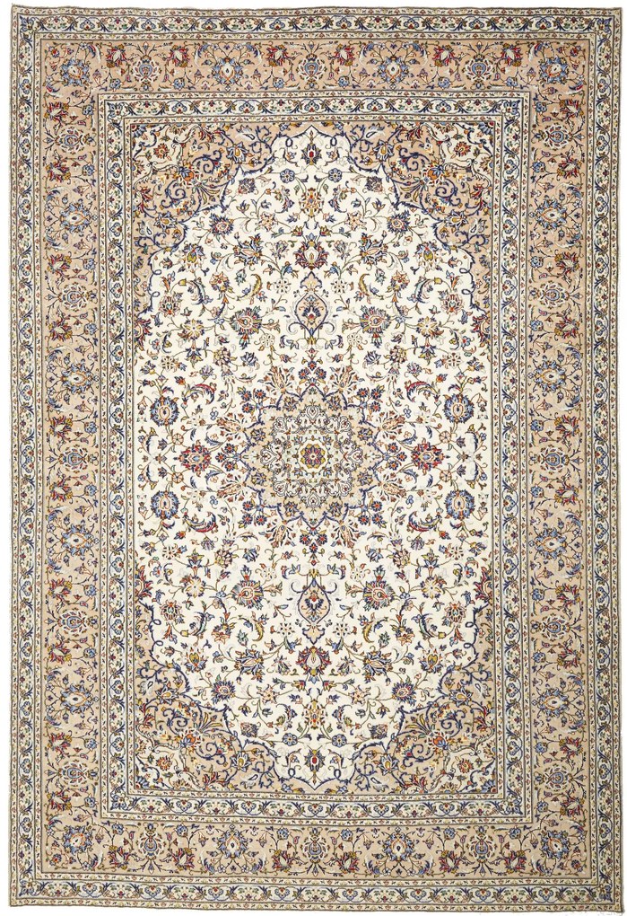 Kashan Tappeto persiano 320x200 Beige (Iran) Annodato A Mano