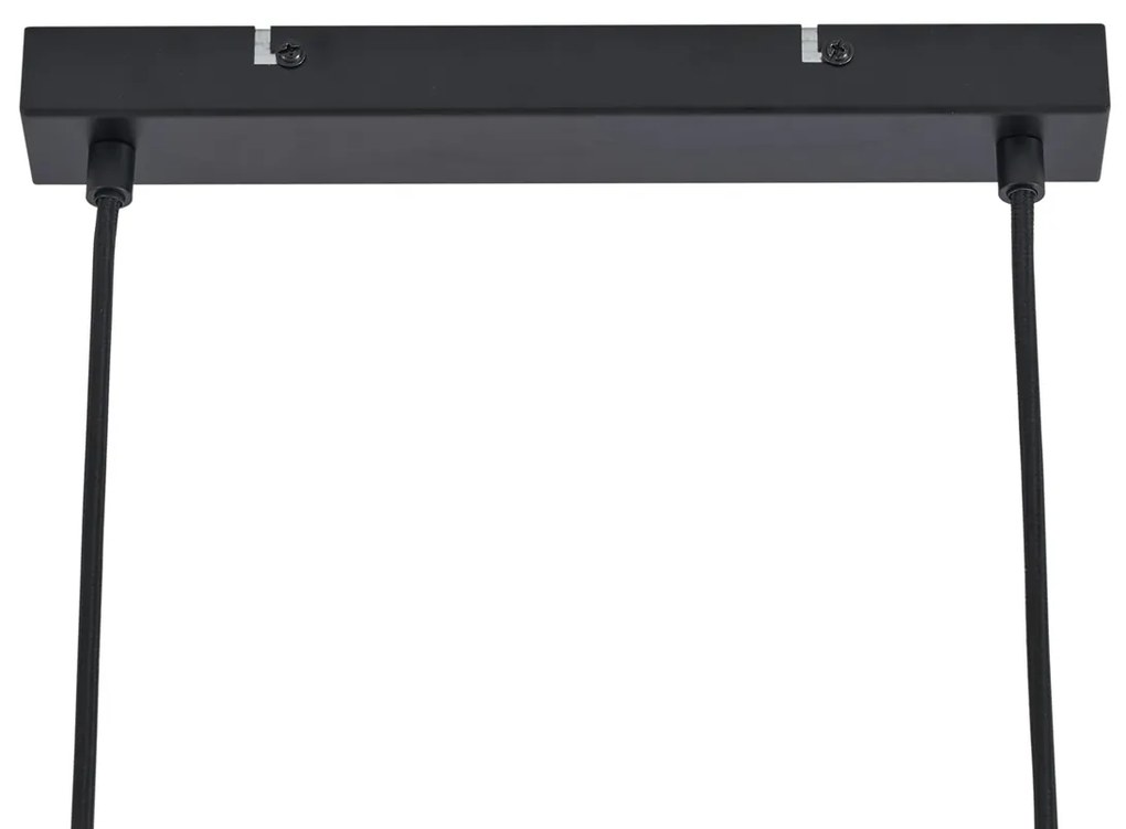 Lampada a sospensione smart nera con legno e vetro fumé 4 luci incl. WiFi A60 - Aleks