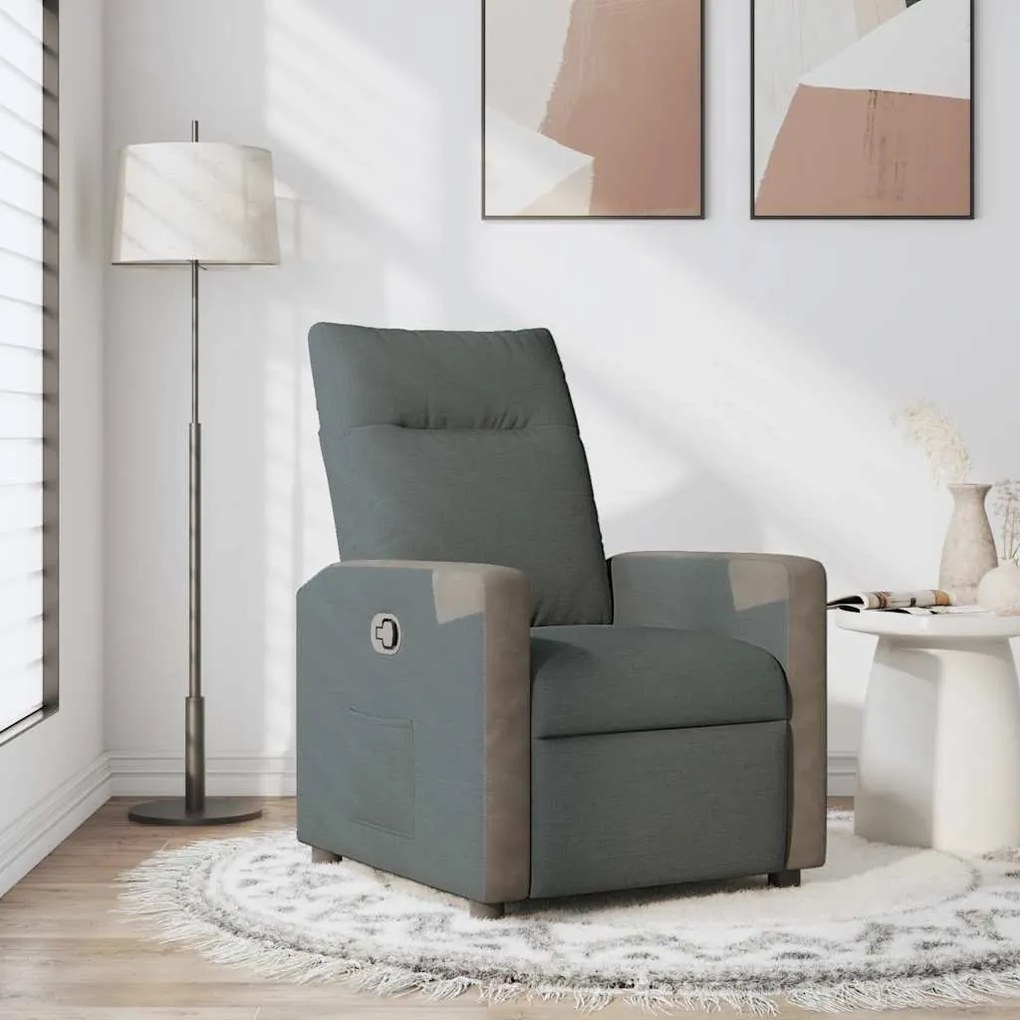 Poltrona Reclinabile İn Tessuto Grigio Scuro /