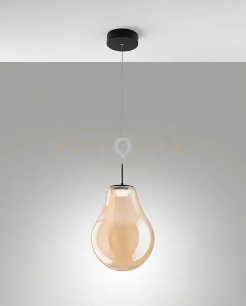 Noa sospensione ambra 1 luce in vetro attacco led cct 14w - 1510 lm...