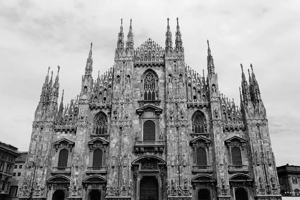 Carta da parati – Cattedrale di Milano in bianco e nero