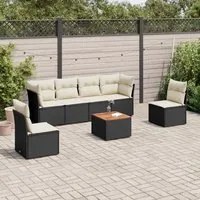 Set Divani da Giardino con Cuscini 7pz Nero Polyrattan 3223550