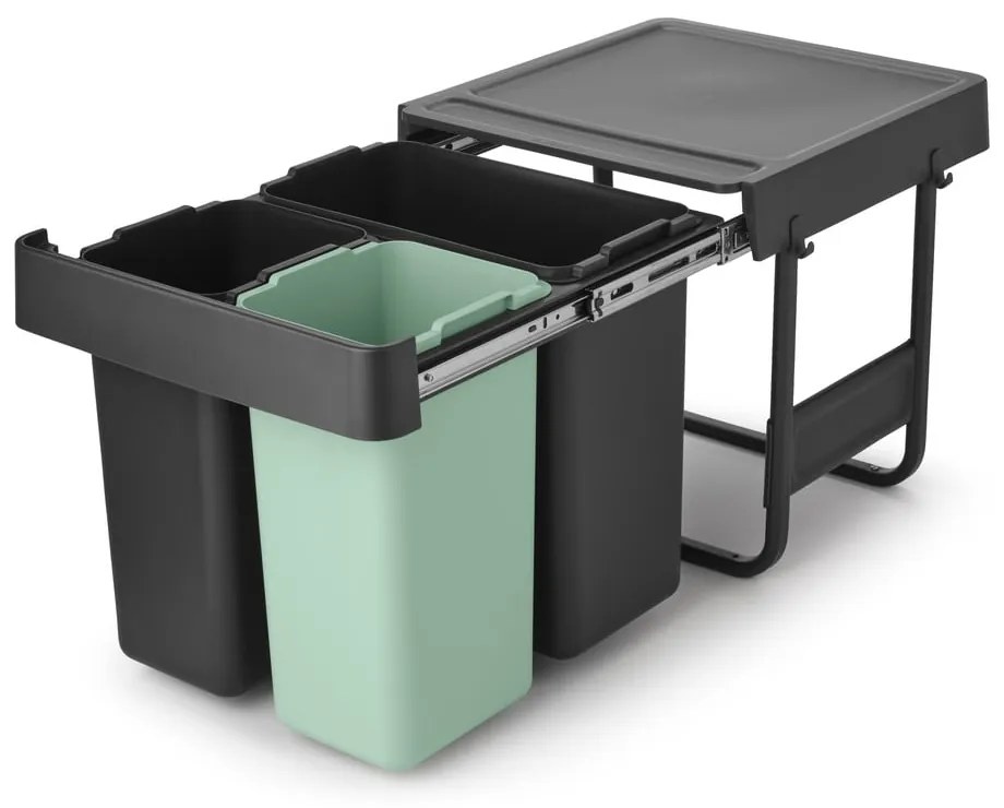 Bidone in plastica touchable per raccolta differenziata in grigio scuro menta 40 l Sort&amp;Go - Brabantia