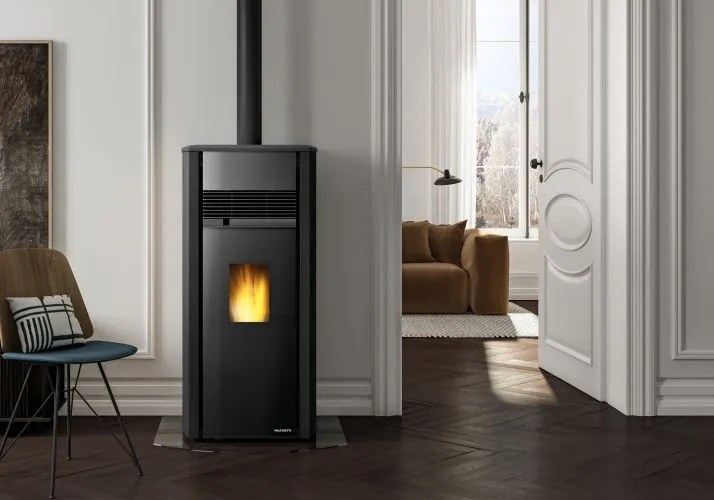 Palazzetti Aurora 12 US Pro 2 Stufa ermetica a Pellet ad aria Ecofire in ghisa e acciaio Nero