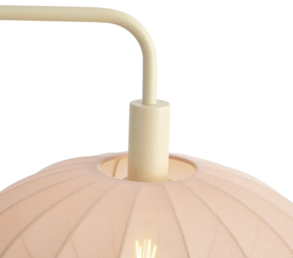 Lampada da terra Japandi beige con paralume in tessuto color crema - Bida