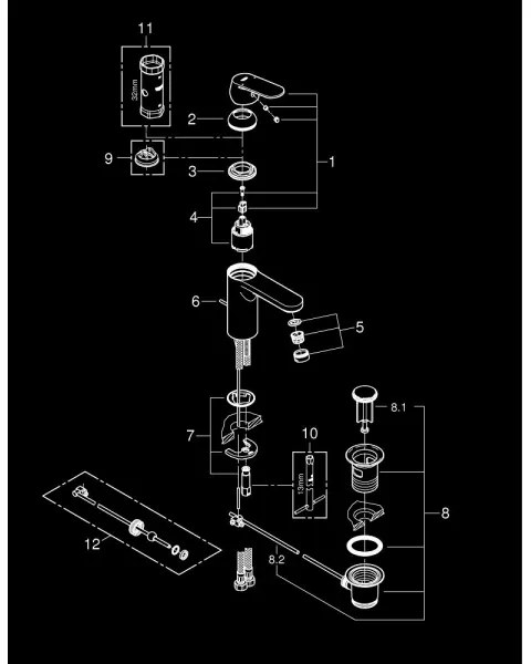 GROHE 23325000 - EUROSMART COSMOPOLITAN Miscelatore lavabo misura M cromato