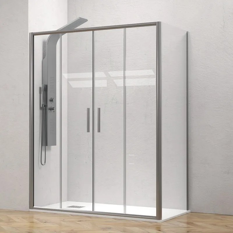 Box doccia 80x200 telaio argento opaco doppio scorrevole | KE-6000A - KAMALU