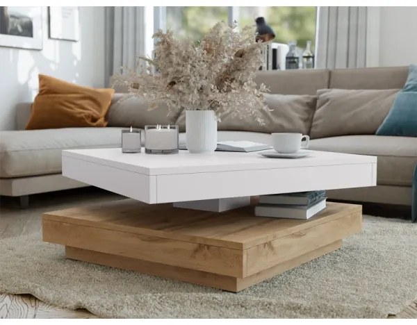 Tavolino NENANI 34x70 cm bianco/quercia wotan