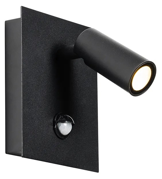 Lampada da parete per esterni nera con LED IP54 sensore di movimento - Simon