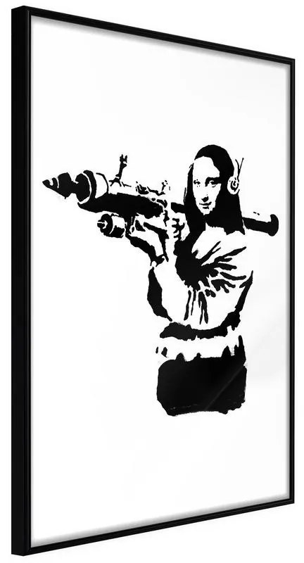 Poster  Banksy: Mona Lisa with Bazooka II  Cornice Quadri Cornice nera, Larghezza x Altezza Home decor 20x30