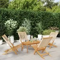 Sedie da Giardino Pieghevoli 4pz Beige Legno Massello di Acacia 3214634