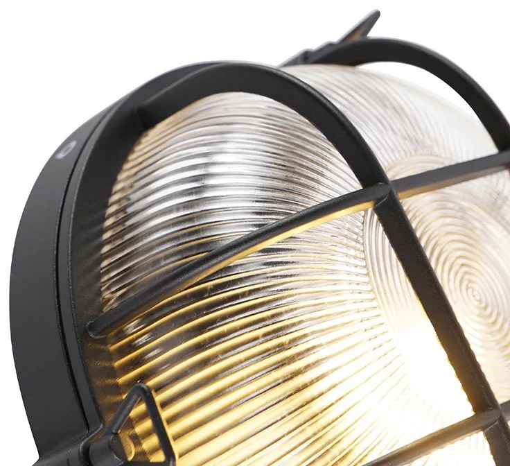 Lampada da parete rotonda industriale nera IP44 - Noutica