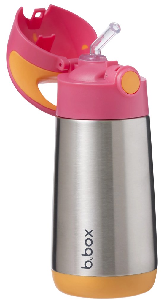 Bottiglia termica con cannuccia 350 ml – rosa/arancione