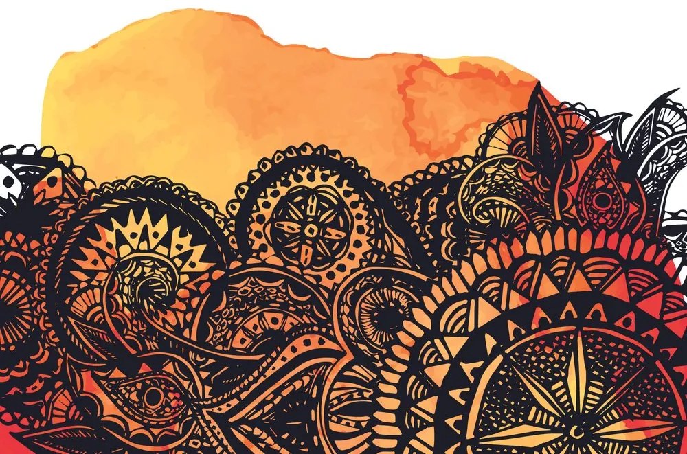 Carta da parati – Mandala acquerello arancione