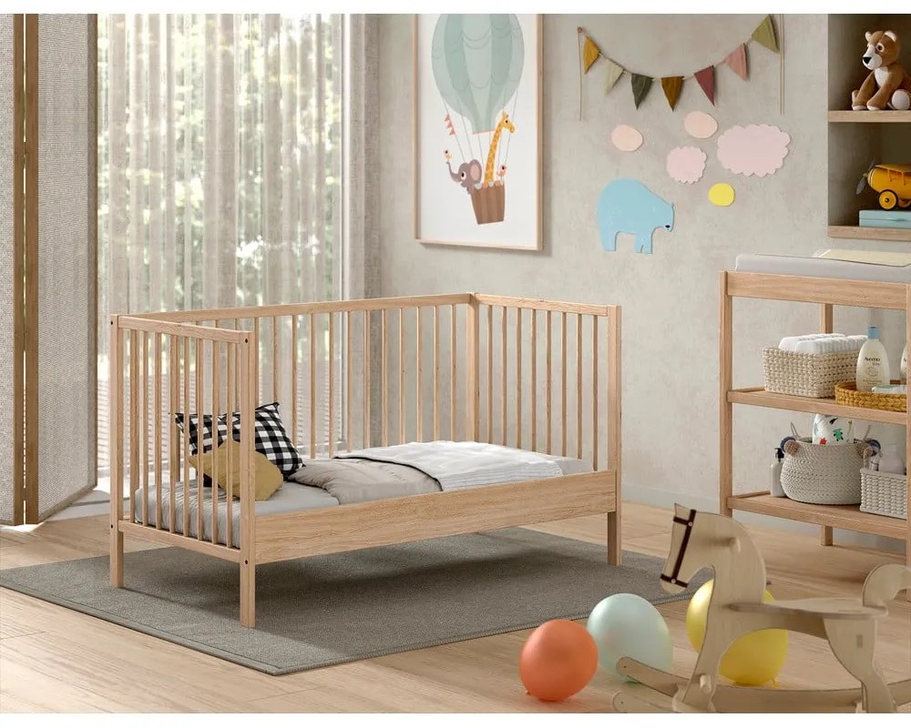 Lettino di colore naturale in pino massiccio 70x140 cm DINO – Vipack