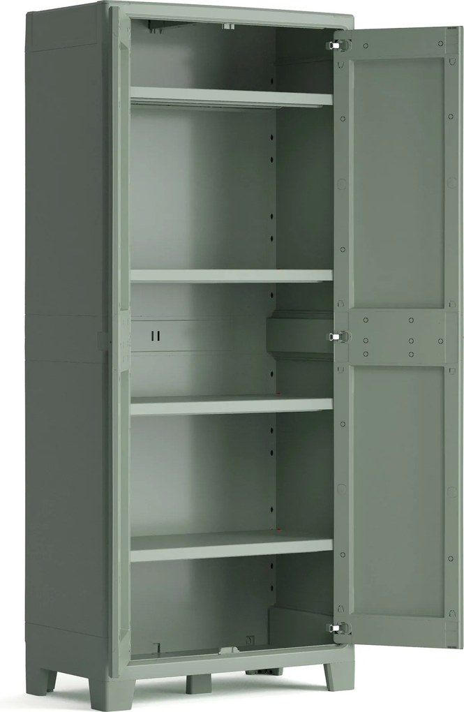 Armadio da Giardino 4 Ripiani 80x44x182 cm Keter Planet Outdoor Alto Grigio e Verde...