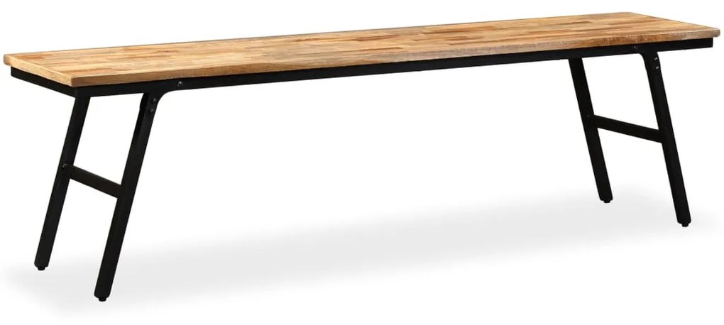 Panca İn Legno Di Teak Di Recupero E Acciaio 160x35x45 Cm /