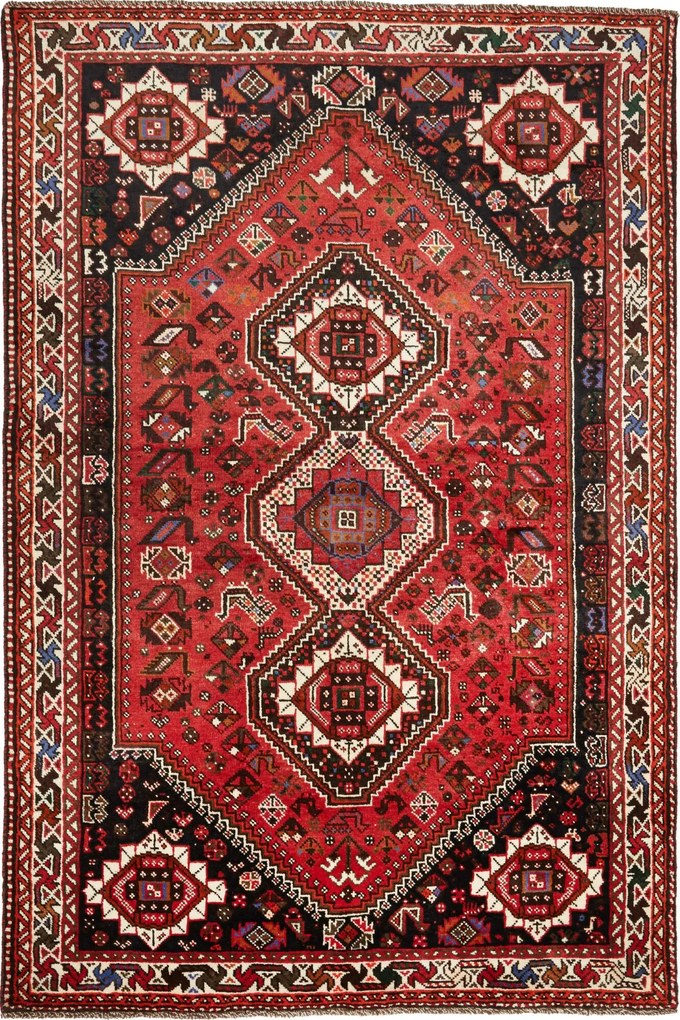 Shiraz Tappeto persiano 170 x 260 Rosso (Iran) Annodato A Mano