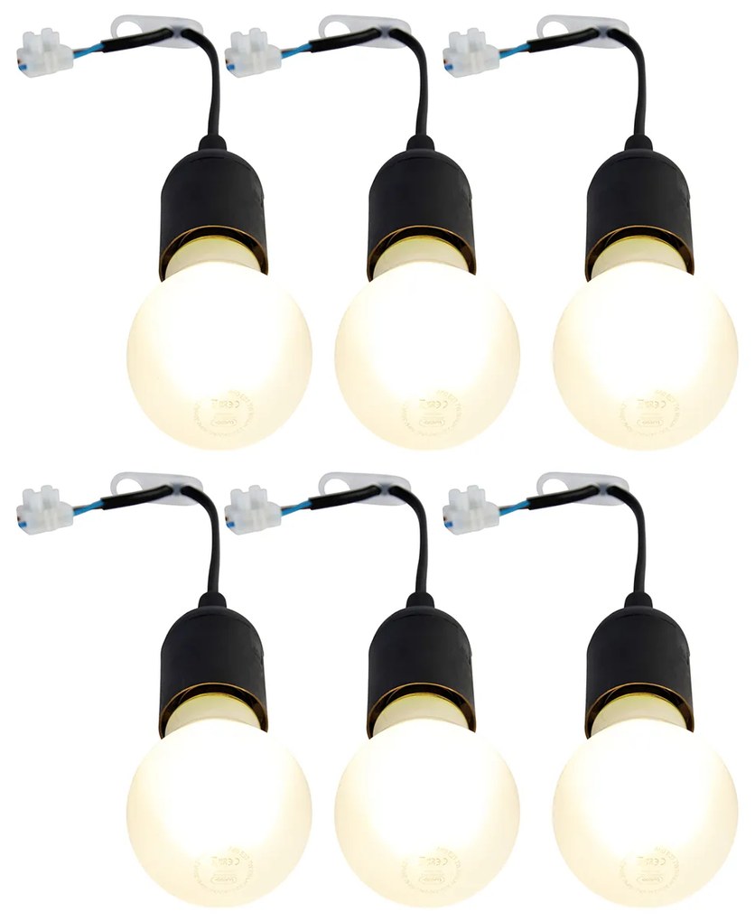 Set di 6 portalampada neri mobili incl. lampadine A60 - Move