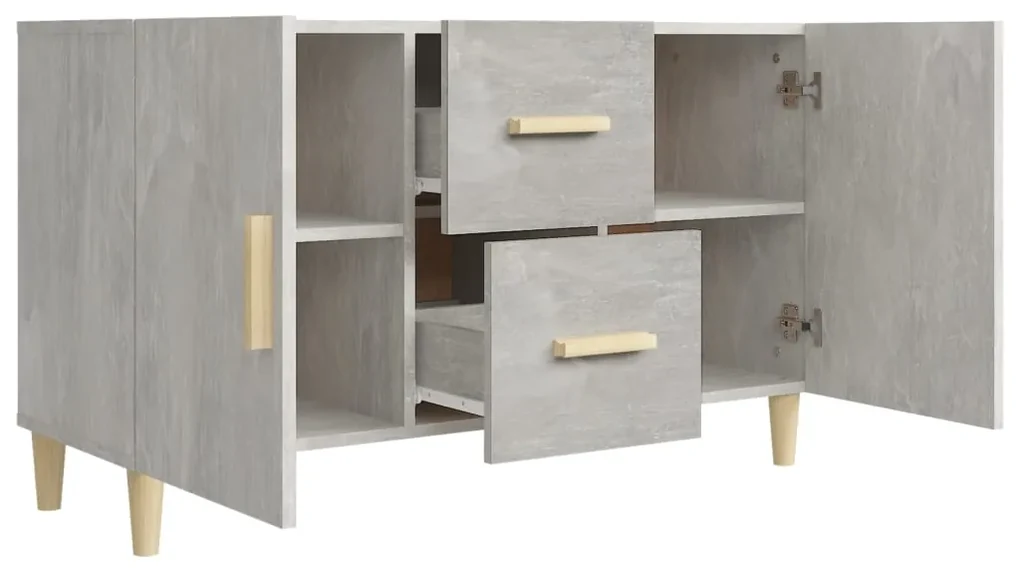 Credenza grigio cemento 100x36x60 cm in legno multistrato