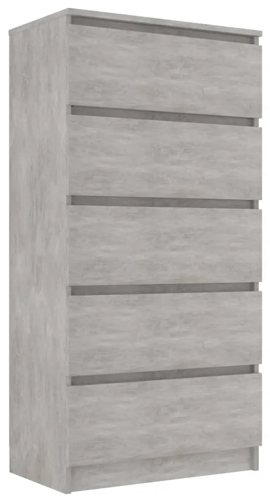 Credenza Cassetti Grigio Cemento 60x35x121 cm Legno Multistrato