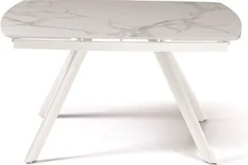Tavolo moderno allungabile a 210 cm base metallo e piano effetto Marmo Bianco TERENCE