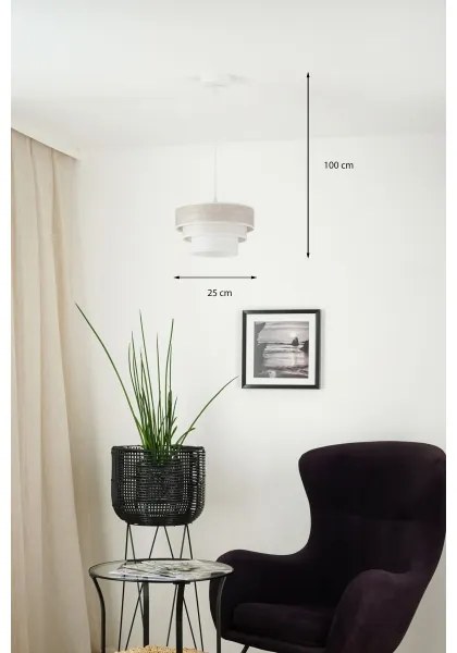 Brilagi - Lampadario a sospensione con filo ALASKA LUNETA 1xE27/15W/230V diametro 25 cm grigio/color crema