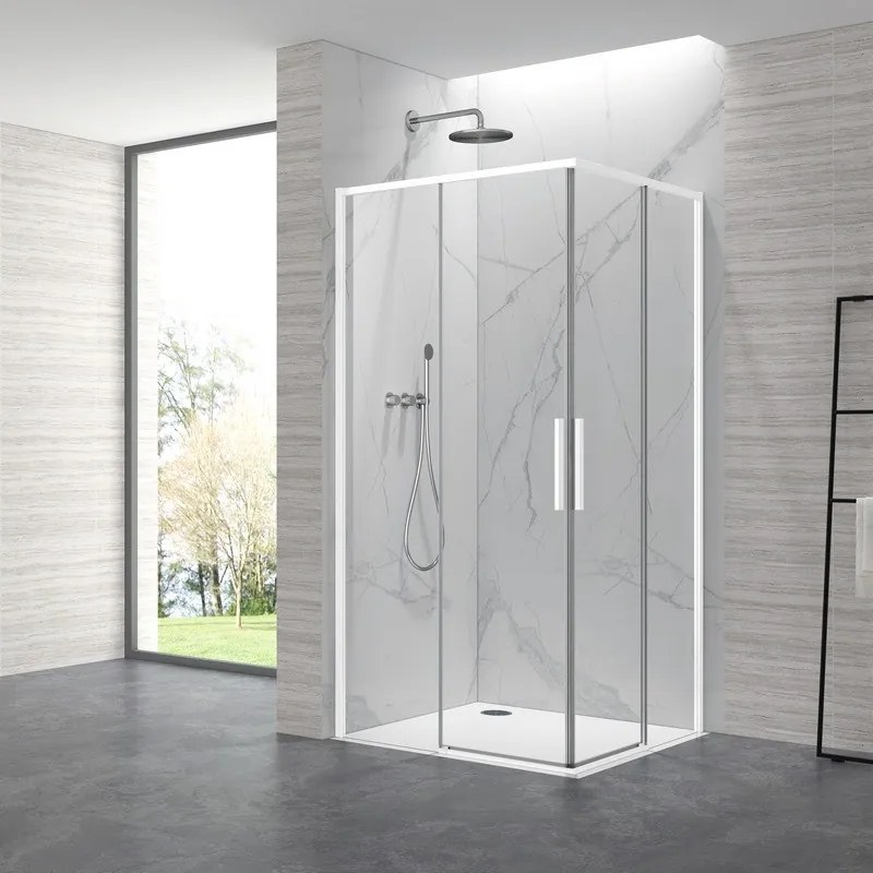 Box doccia 70x90cm angolare porte scorrevoli finitura bianca| KLA1000W - KAMALU