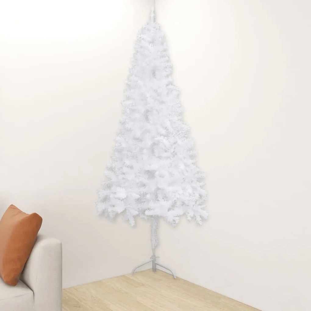 Albero di Natale Artificiale ad Angolo Bianco in PVC, 150 cm