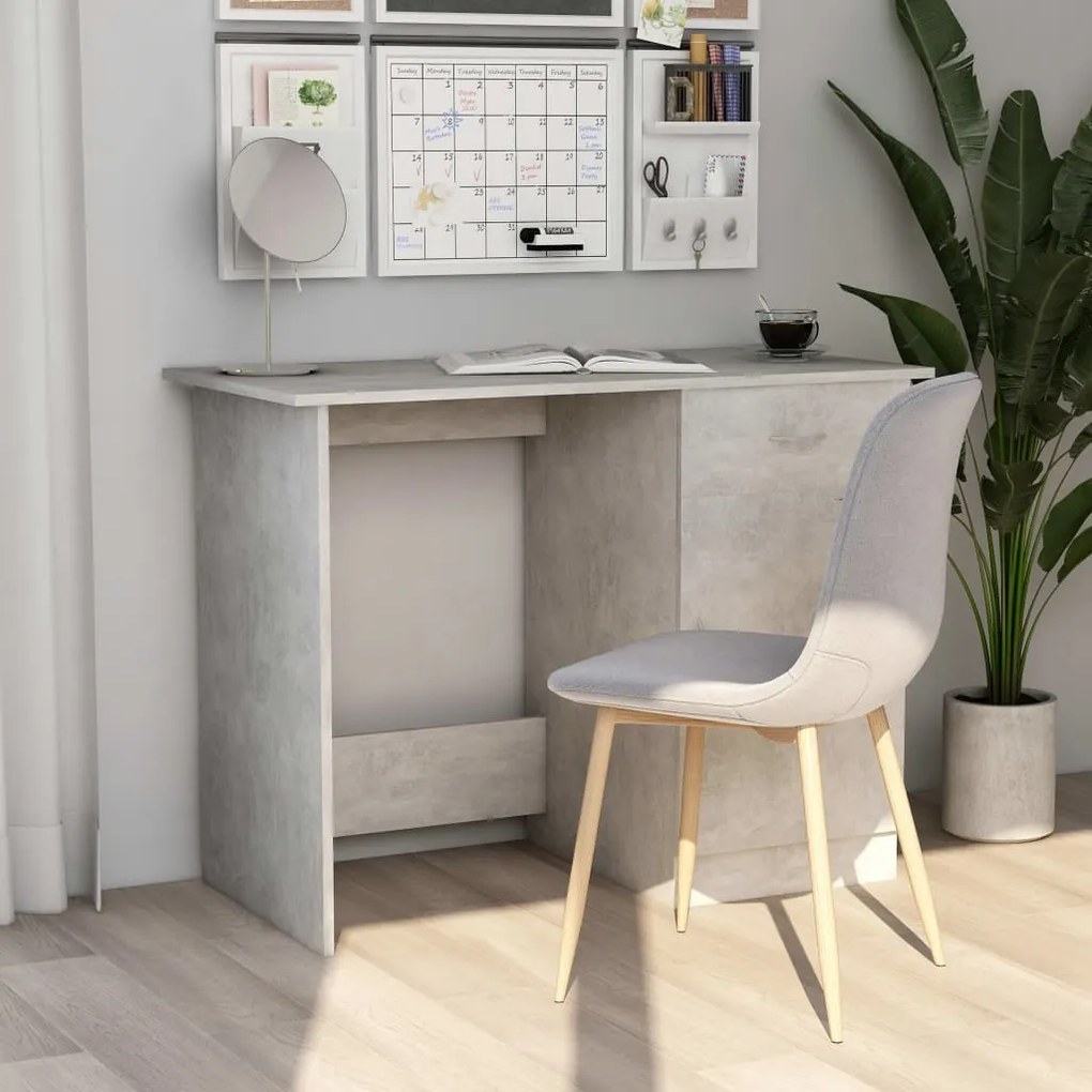 Scrivania Grigio Cemento 100x50x76 Cm İn Legno Multistrato /