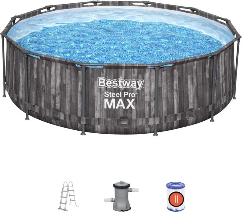 Piscina tonda 366xH100 fuori terra steel pro max Bestway 5614X + pompa e scaletta