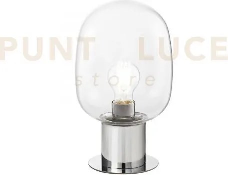 Lumetto fellini cromo 1 luce attacco e27 18x18x30cm in vetro traspa...
