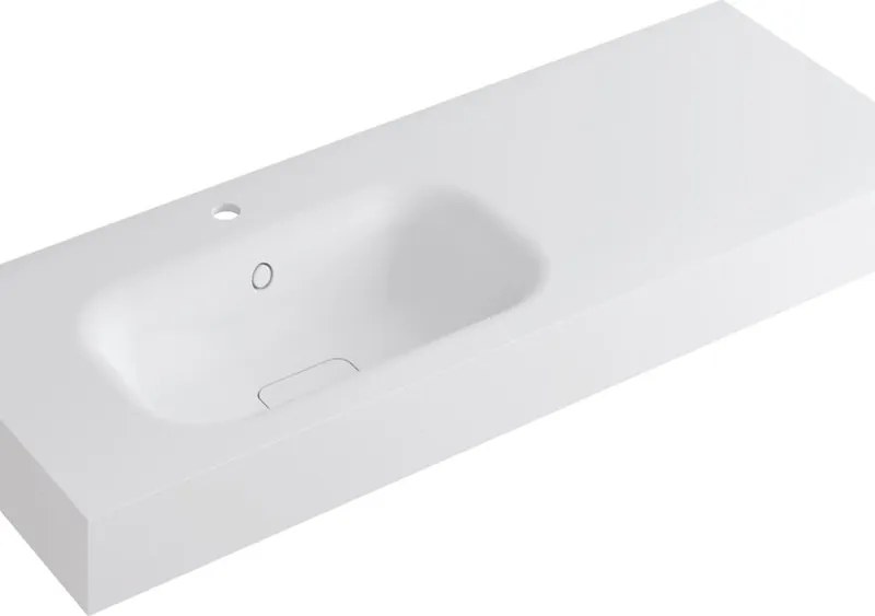 Lavabo a incasso rettangolare vasca a sinistra L 120.5 x H 15 x P 46 cm in resina bianco lucido