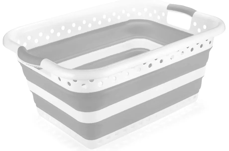 Cesto portabiancheria in plastica bianco-grigio 40 l - Addis