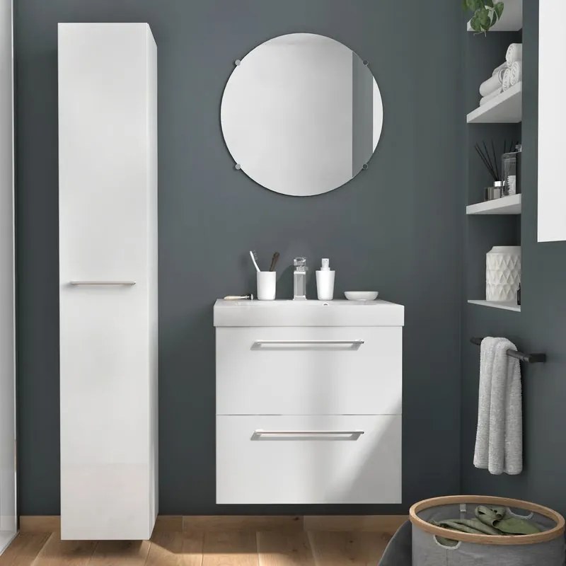 Mobile sottolavabo e lavabo Remix New per vasca centrale bianco lucido L 60 x H 57.7 x P 46 cm 2 cassetti