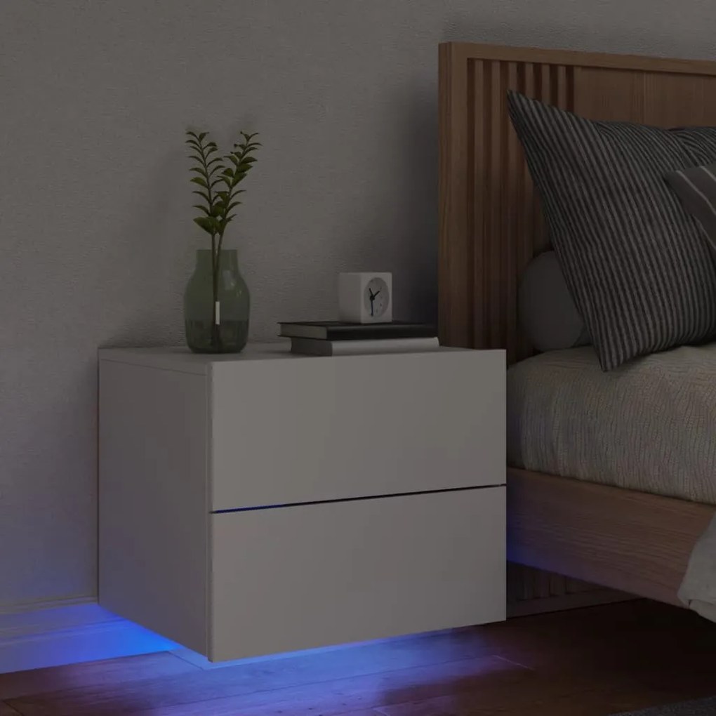 Comodino A Parete Con Luci Led Bianco /