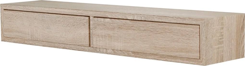 Mensola da Parete con 2 Cassetti 88,2x13,4x20 cm in Fibra di Legno Domino Rovere Sagerau...