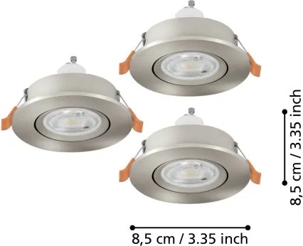 Eglo 902253 - Set di 3 faretti LED da incasso BARRANCO, ciascuno con 1x GU10/4,5W/230V, IP44, finitura cromata, vetro fumé