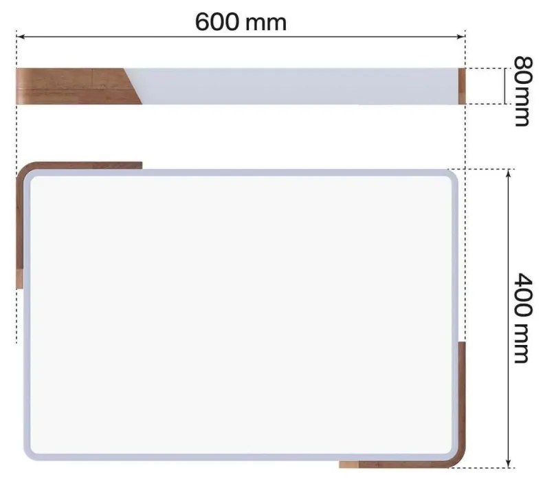 Plafoniera LED Rettangolare 30W CCT, 60x40cm, Legno/Bianco Colore Bianco Variabile CCT