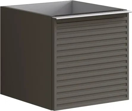 Cassettiera Pixel con 1 cassetto frontale Stripes laccato opaco grigio carbone e maniglia alluminio brillante L.40 H.40 P.45,5 cm.