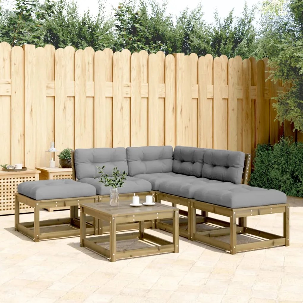 Set divani da giardino 5pz con cuscini legno impregnato di pino