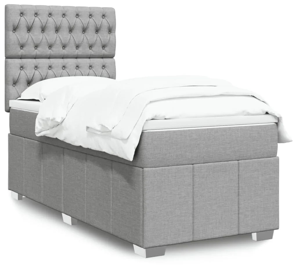 Giroletto A Molle Con Materasso Grigio Chiaro 90x190 Cm Tessuto /